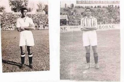 Francisco Antúnez, con la camiseta del Sevilla y con la del Betis.