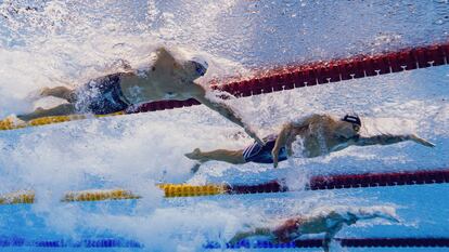 Florent Manaudou, de Francia, y Caeleb Dressel, de Estados Unidos, compitiendo en los 50m libres en Tokio. Las actuales retrasmisiones, en las que podemos ver estos detalles bajo el agua, abren un mundo infinito de conocimiento sobre este deporte.