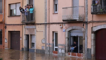 Inundación en el barrio de Pont Major, en Girona.