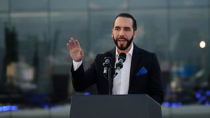 Nayib Bukele, en una comparecencia a mediados de abril.