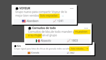Algunas de las descripciones de grupos en Signal.