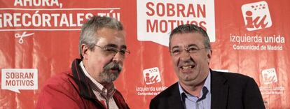 Fotograf&iacute;a de los portavoces de Izquierda Unida en la Asamblea y en el Ayuntamiento de Madrid, Gregorio Gordo (d) y &Aacute;ngel P&eacute;rez (i).