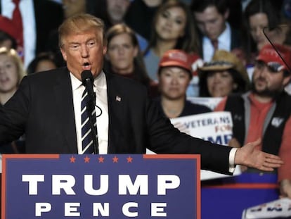 Donald Trump en un mitin durante la campa&ntilde;a presidencial. AP Photo/Paul Sancya.