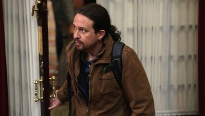 Pablo Iglesias a su llegada al pleno de este jueves.
