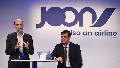 Los directivos de Air France, en la presentación de su filial Joon.