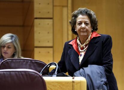 Rita Barberá, exalcaldesa de Valencia y senadora del PP, en el hemiciclo del Senado