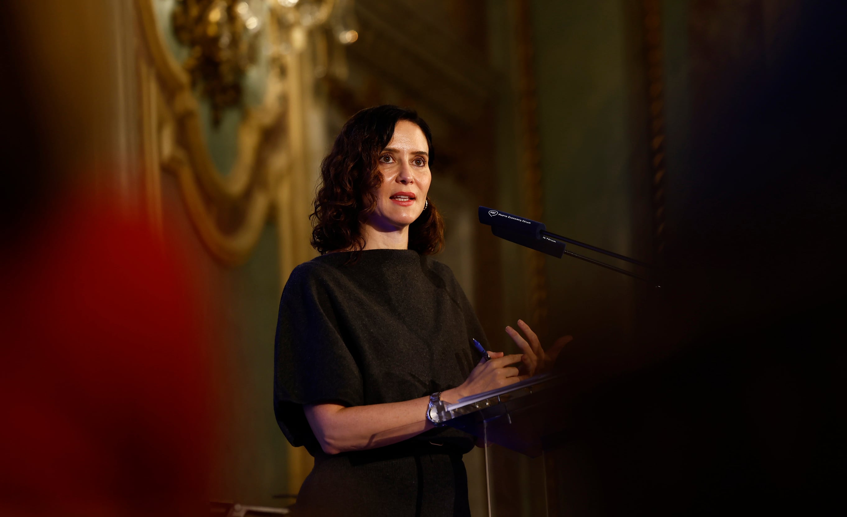 La presidenta de la Comunidad de Madrid, Isabel Díaz Ayuso, durante el desayuno informativo celebrado en Madrid.