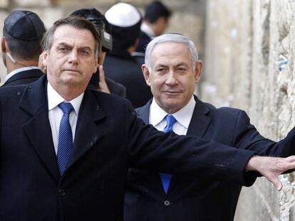 Bolsonaro e Netanyahu no Muro das Lamentações.