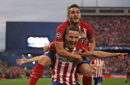 Koke celebrando el gol de Saúl contra el Bayern de Múnich el pasado 27 de abril en el Calderón. Ahora espera la final ante el Real Madrid.