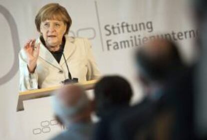 La canciller alemana, Angela Merkel, durante un acto celebrado con motivo del Día de la Empresa Familiar en Berlín, Alemania. EFE/Archivo