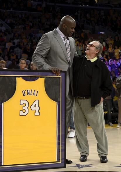 Shaquille O'Neall y el actor Jack Nicholson.