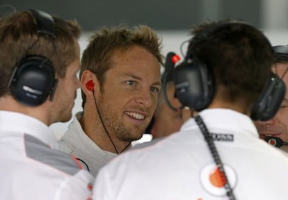 Jenson Button, en Corea. 