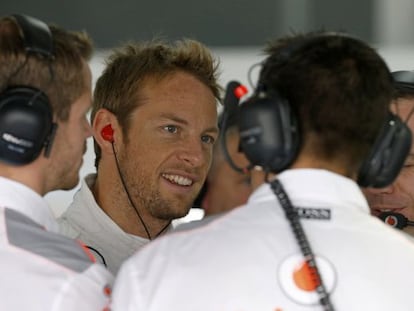 Jenson Button, en Corea. 