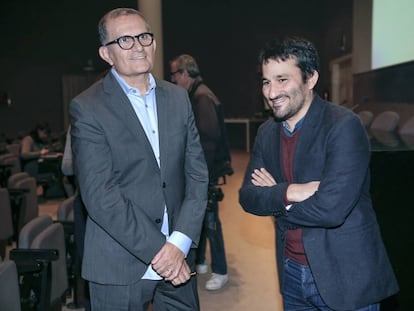 El director del IVAM, Jos&eacute; Manuel G. Cort&eacute;s y el consejero de Cultura, Vicent Marz&agrave;. 