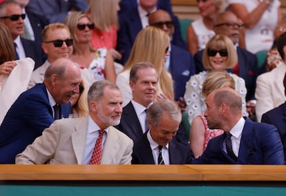 El rey Felipe VI y el príncipe de Gales, durante la final Sinner-Alcaraz en Wimbledon, este domingo.