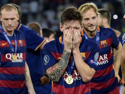Messi, emocionado tras acabar el partido.