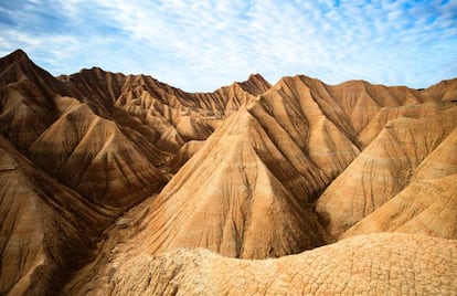 El paisaje desértico de las Bardenas Reales, en Navarra.