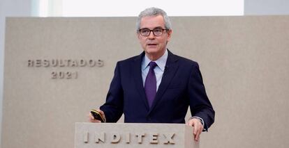 Pablo Isla, este miércoles en la presentación de resultados de Inditex