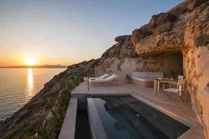 Terraza del hotel Cap Rocat, en Llucmajor, Mallorca.