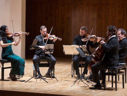 El Cuarteto Belcea  con el violista Amihai Grosz (en el centro).