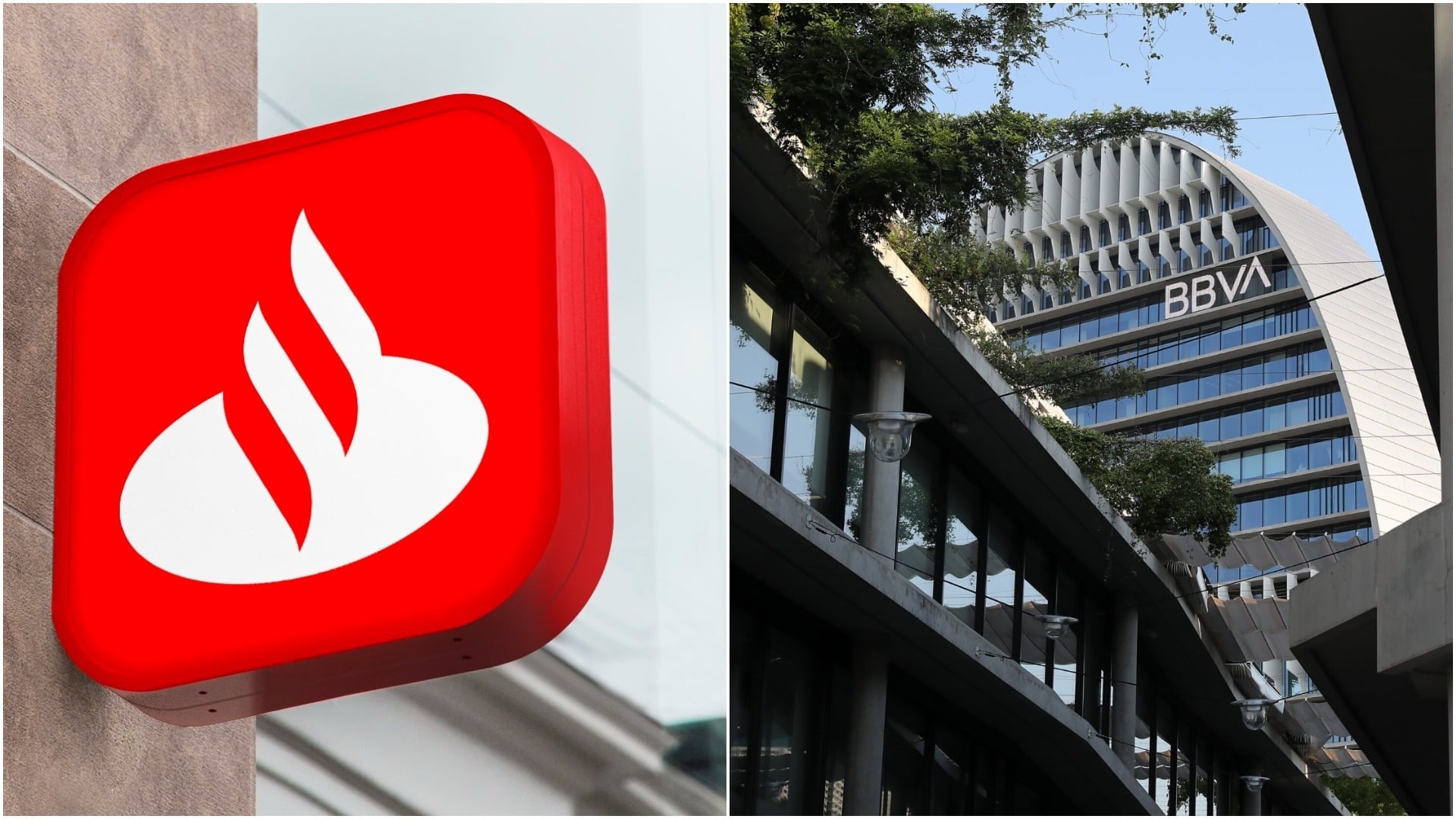 Logotipos del Santander y del BBVA.