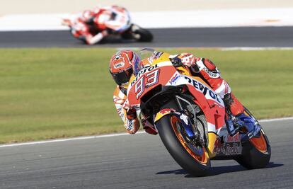 Marc Márquez, piloto de Repsol Honda, durante la carrera.