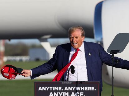 Donald Trump, este miércoles en Freeland (Míchigan).