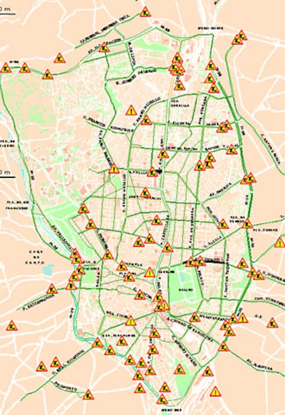 Mapa de incidencias ofrecido por el Ayuntamiento de Madrid en su página web.