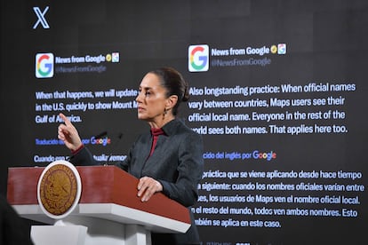 Claudia Sheinbaum en una conferencia matutina en Palacio Nacional, en enero pasado.