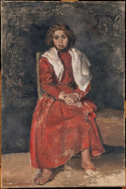 'La muchacha de los pies descalzos'. A Coruña, principios de 1895. Óleo sobre lienzo. 75 x 50 cm.