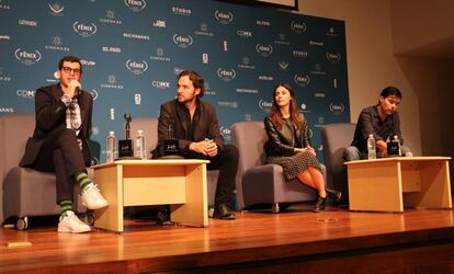 Rodrigo Peñafiel, Manolo Cardona, Ilse Salas y Ricardo Giraldo durante la presentación de los nominados.