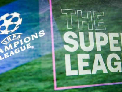 Los logotipos de la Superliga europea y la Liga de Campeones.