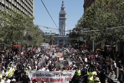 Protesters in San Francisco on Monday.