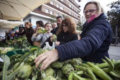 Carxofes al Mercat de Pagès del Prat de Llobregat.