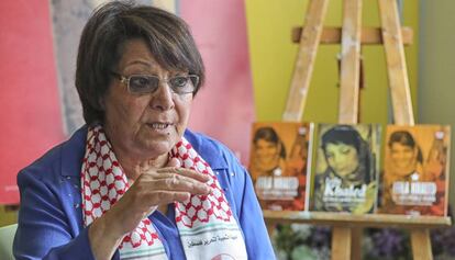 Leila Khaled, dirigente del Frente Popular para la Liberación de Palestina, a Barcelona.