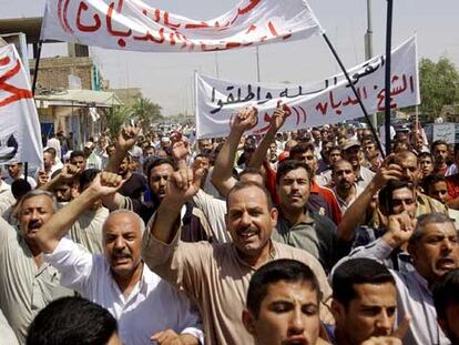 Manifestantes piden la puesta en libertad del <i>mufti</i> de Irak.