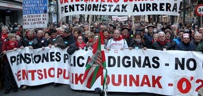 Manifestación de pensionistas en Bilbao.