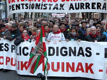 Manifestación de pensionistas en Bilbao.