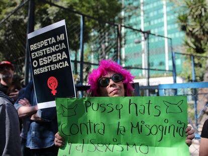 Una mujer, durante una manifestación feminista en Ciudad de México.
