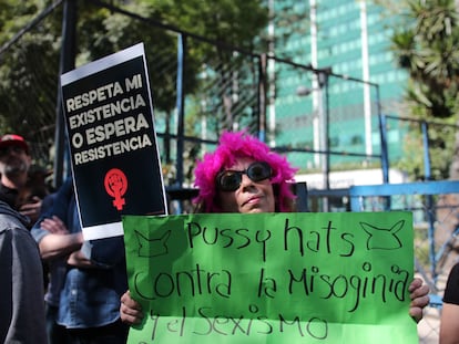 Una mujer, durante una manifestación feminista en Ciudad de México.
