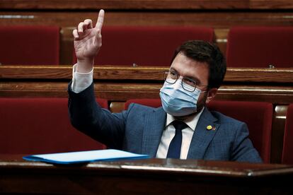 Pere Aragonès, este miércoles, en la diputación permanente del Parlament.