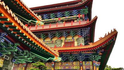 Detalle del monasterio budista de Po Lin, en Hong Kong. 