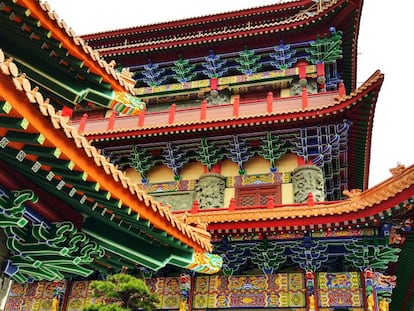 Detalle del monasterio budista de Po Lin, en Hong Kong. 