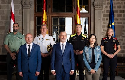 El alcalde Jaume Collboni y la consejera de interior Nuria Parlón al finalizar la Junta de seguridad local