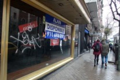 Un comercio cerrado en el centro de Madrid. 