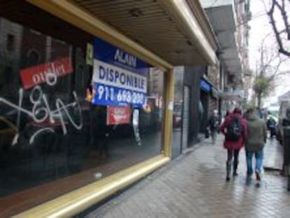 Un comercio cerrado en el centro de Madrid. 