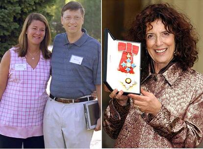 A la izquierda, el matrimonio formado por Melinda y Bill Gates. A la derecha, Anita Roddick.