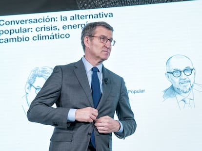 Alberto Núñez Feijóo, en un acto en Madrid, este jueves.