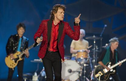 Os Rolling Stones durante show em Indianápolis.