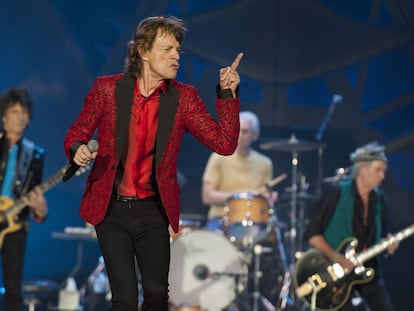 Os Rolling Stones durante show em Indianápolis.